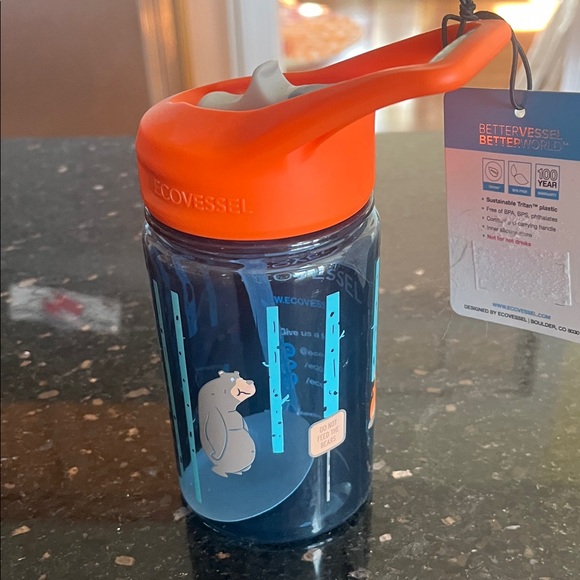 EcoVessel Splash Camping Design Kids Water Bottle with Orange Lid - 12 oz - Picture 4 of 6